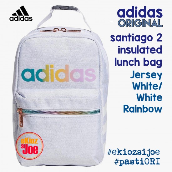 Adidas Santiago 2 Insulated Lunch Bag, Jersey White / White Rainbow