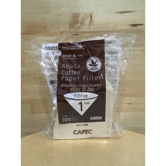 CAFEC CONE 1 ABACA COFFEE PAPER FILTER 100 lembar Brown Unbleached AC1-100B