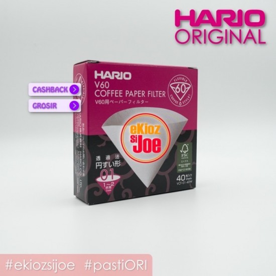HARIO V60 PAPER FILTER 01 WHITE 40 Lembar ( VCF-01-40W )