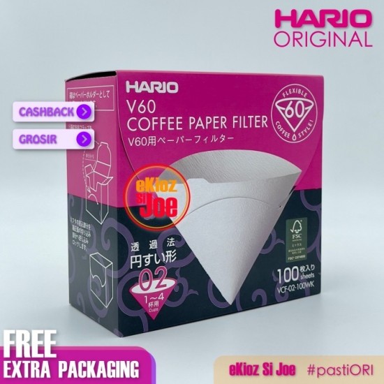 HARIO V60 PAPER FILTER 02 WHITE 100 Lembar ( VCF-02-100WK )