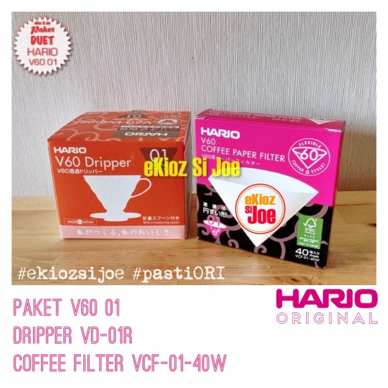PAKET DUET HARIO V60 01R RED ( VD-01R & VCF-01-40W )