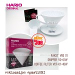 PAKET DUET HARIO V60 01W WHITE  ( VD-01W & VCF-01-40W )