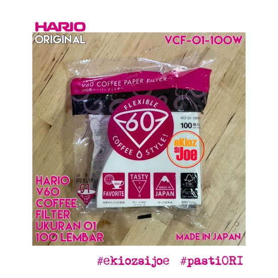 HARIO V60 PAPER FILTER 01 WHITE 100 Lembar ( VCF-01-100W )